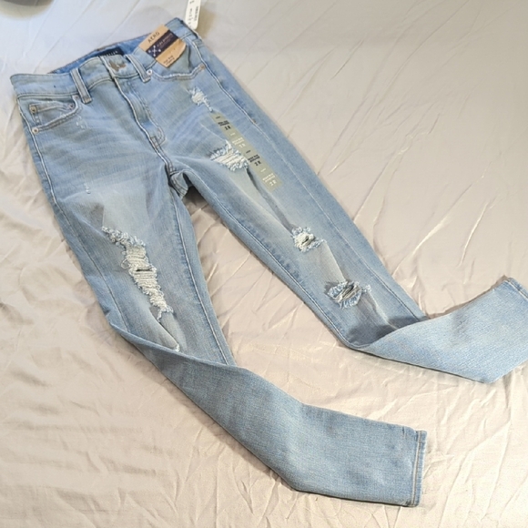NEW Aeropostale Blue Skinny Jeans Distressed Style - Picture 1 of 12